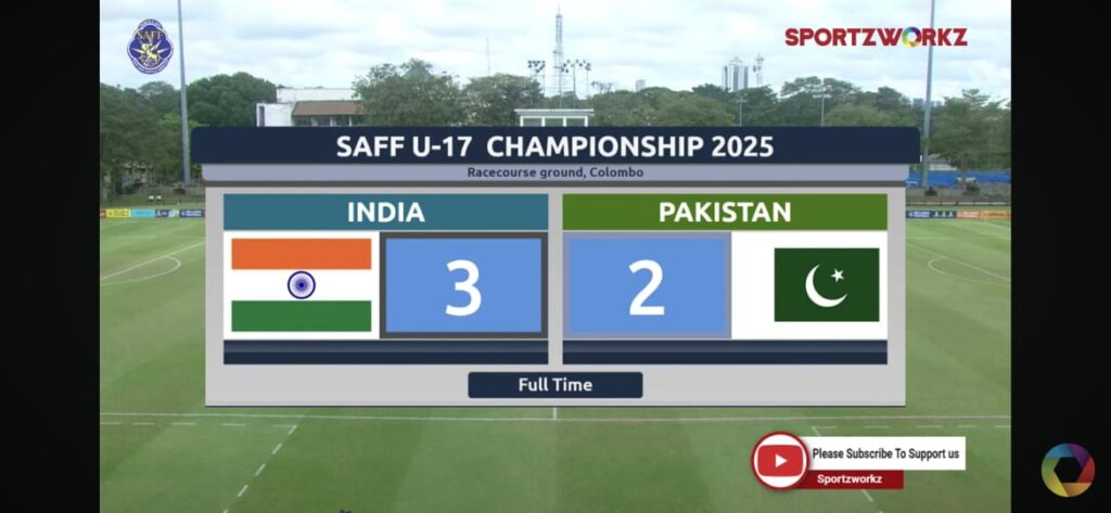 Pakistan Vs India. SAFF U17 2025. Screenshot from SportzWorkz youtube.